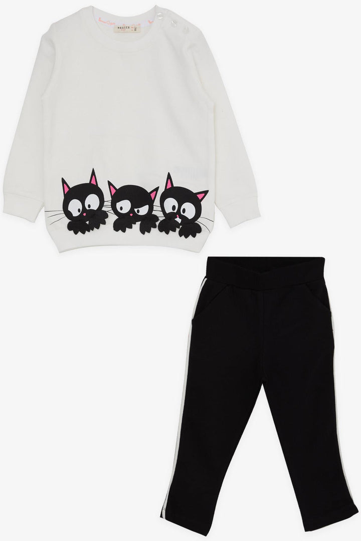 BRE Breeze Girl Child Leggings Set with Cat Print 1.5-5 Years, White - Agualva