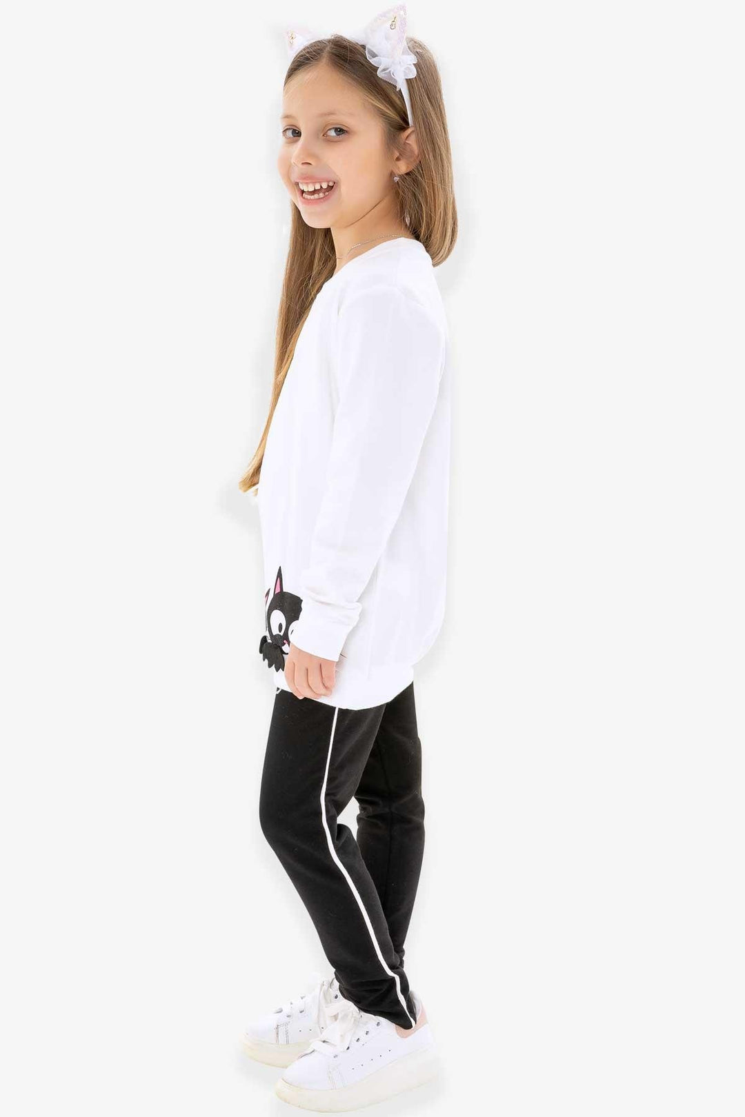 BRE Breeze Girl Child Leggings Set with Cat Print 1.5-5 Years, White - Agualva
