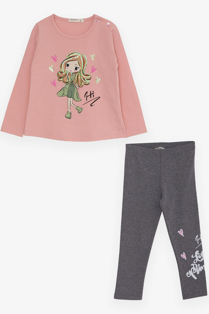BRE Breeze Girl Child Leggings Set Girl Printed 1.5-5 Years, Salmon - Galeana