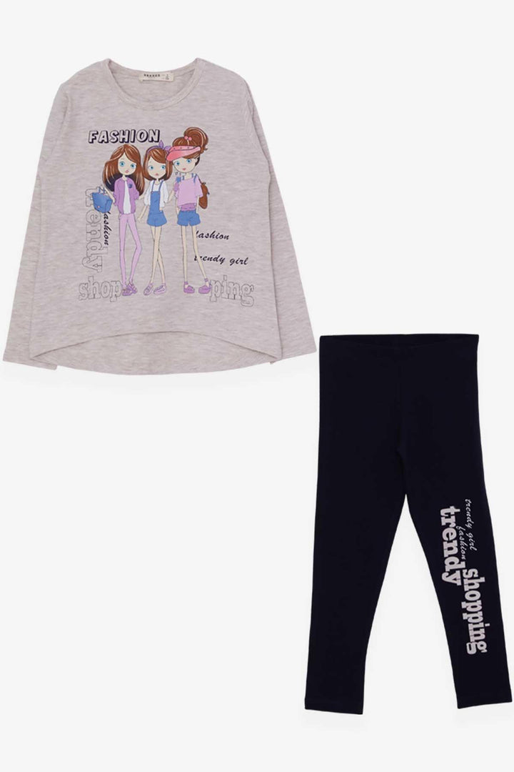 BRE Breeze Girl Child Legging Set Girl Printed 4-8 Years, Beige Melange - Urmston