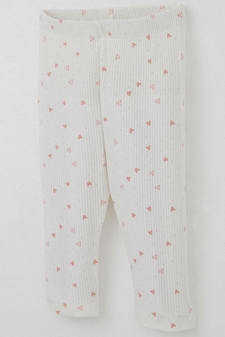 BRE Breeze Girl Child Legging Set with Tiny Heart Patterned Print Ruffled 2-6 Years, Ecru - Siracusa