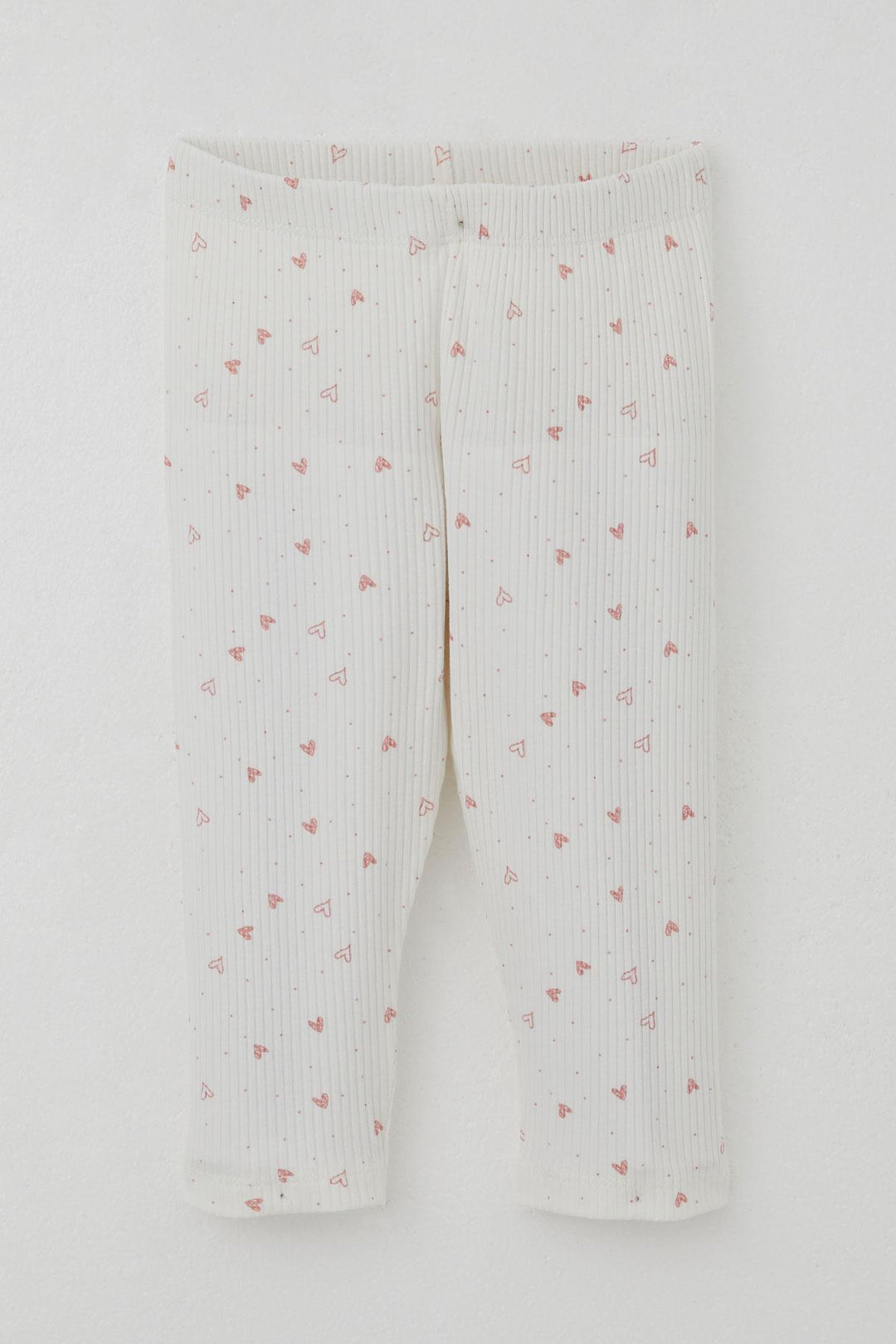 BRE Breeze Girl Child Legging Set with Tiny Heart Patterned Print Ruffled 2-6 Years, Ecru - Siracusa