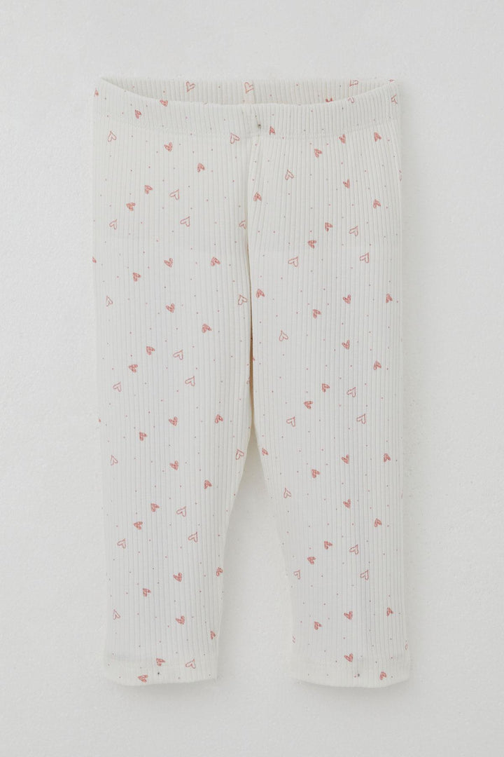 BRE Breeze Girl Child Legging Set with Tiny Heart Patterned Print Ruffled 2-6 Years, Ecru - Siracusa
