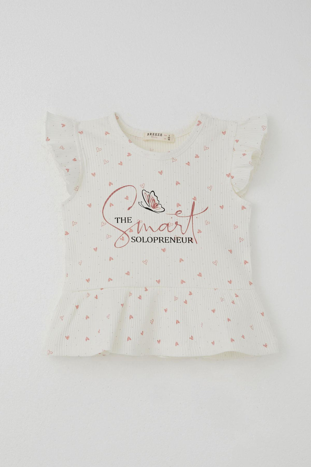 BRE Breeze Girl Child Legging Set with Tiny Heart Patterned Print Ruffled 2-6 Years, Ecru - Siracusa
