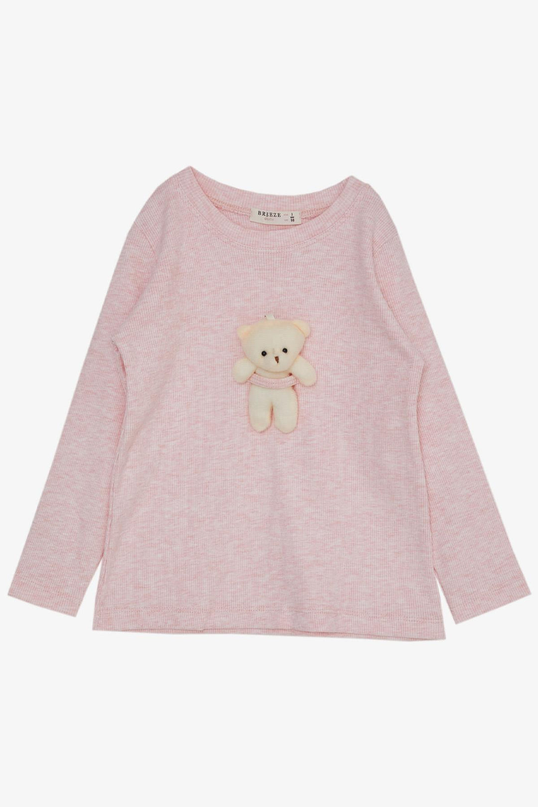 BRE Breeze Girl Child Leggings Set with Teddy Bear Accessory, 2-6 Years, Salmon Melange - Móstoles