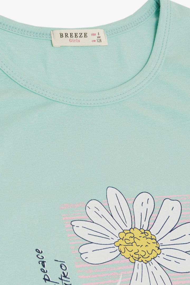 BRE Breeze Girl's Leggings Set with Daisy Print, 4-9 Years, Aqua Green - Ciudad Victoria