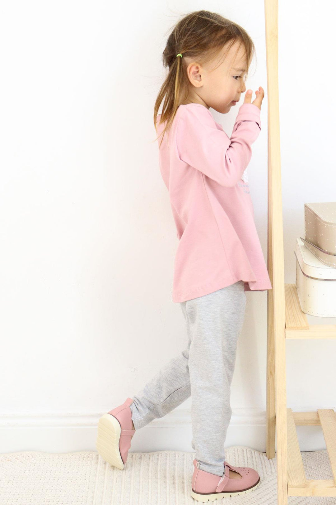 BRE Breeze Girl Child Leggings Set Perfume Bottle Embroidered Lace Heart Printed 1.5-5 Years, Rose Pink - Valence