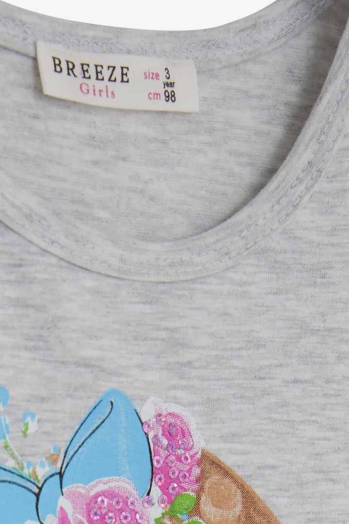 BRE Breeze Girl Child Legging Set Sequined Girl Printed 3-8 Years, Light Grey Melange - Bootle