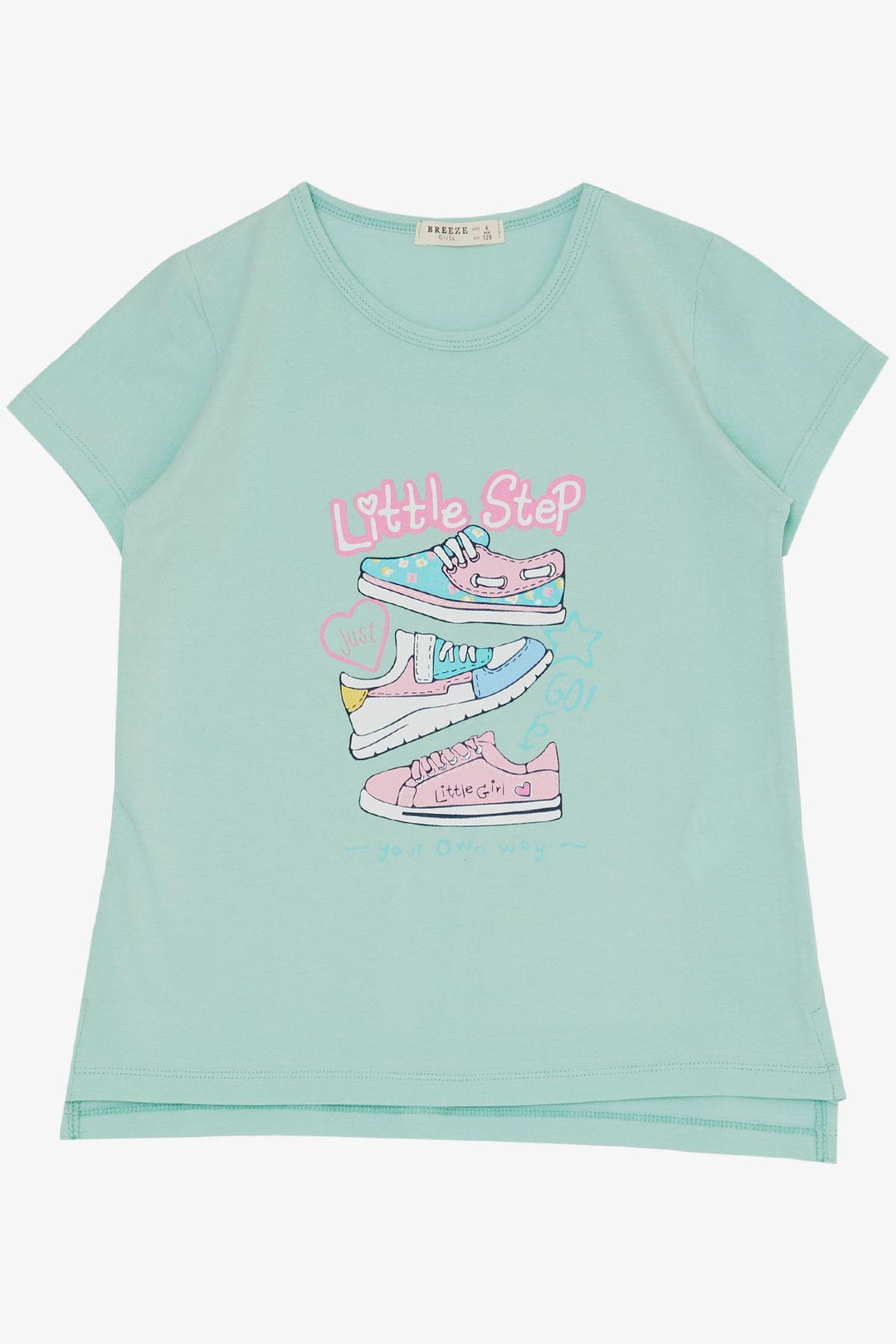 BRE Breeze Girl's Leggings Set with Colorful Shoe Print, 50 Years, Aqua Green - Wels