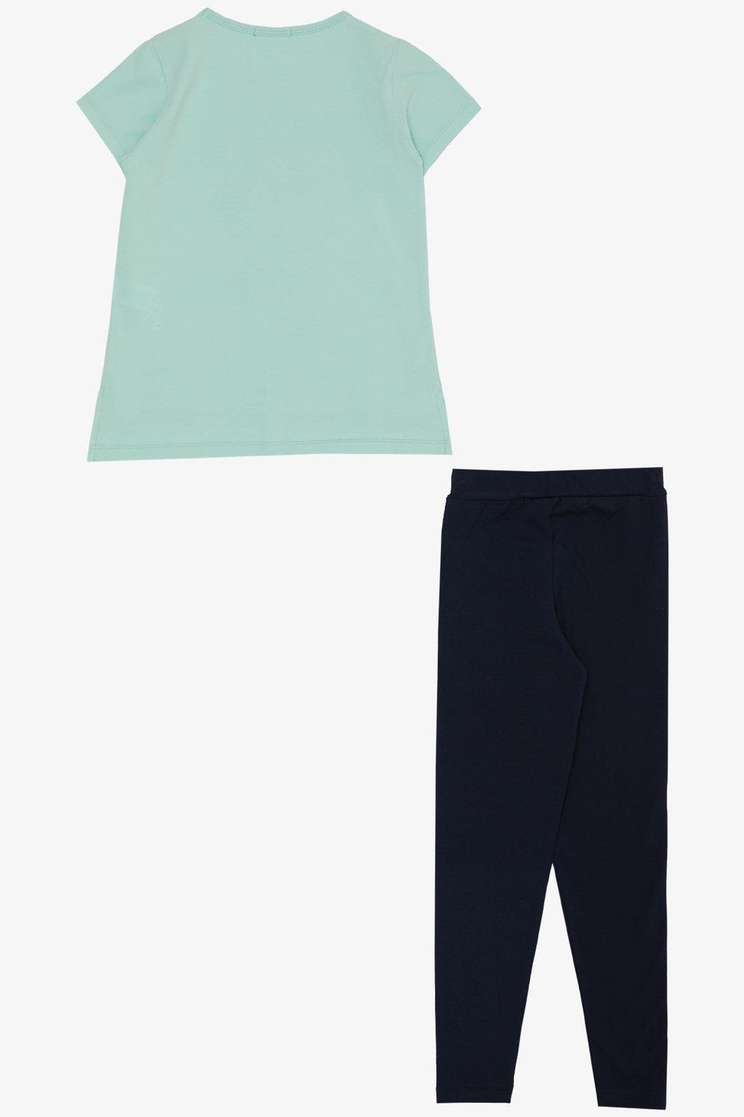 BRE Breeze Girl's Leggings Set with Colorful Shoe Print, 50 Years, Aqua Green - Wels