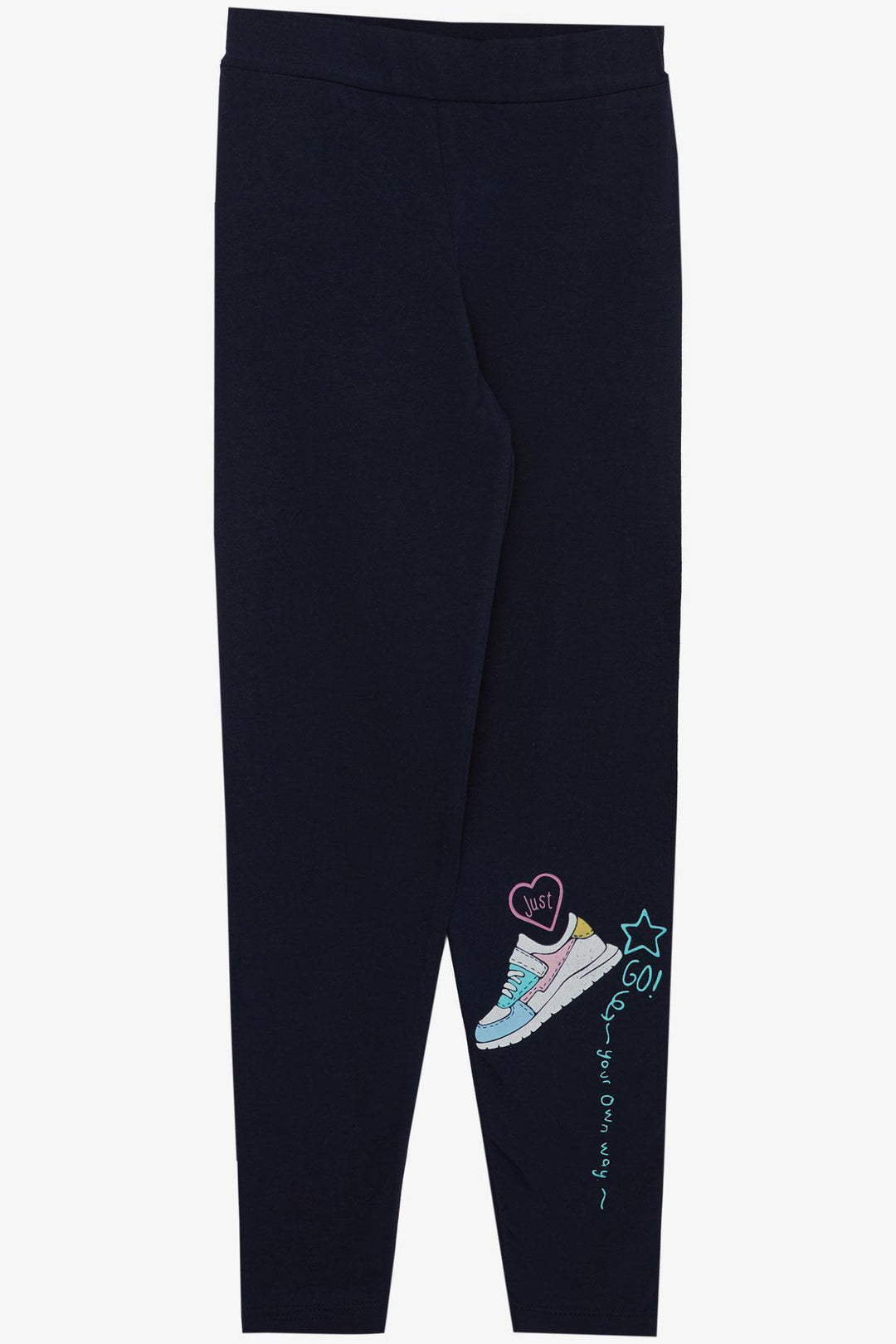 BRE Breeze Girl's Leggings Set with Colorful Shoe Print, 50 Years, Aqua Green - Wels