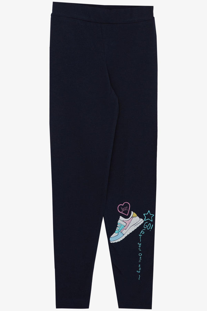 BRE Breeze Girl's Leggings Set with Colorful Shoe Print, 50 Years, Aqua Green - Wels