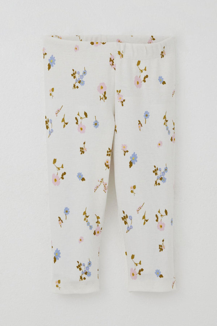 BRE Breeze Girl Child Leggings Set Colorful Flower Patterned Frilly 2-6 Years, Ecru - Stralsund