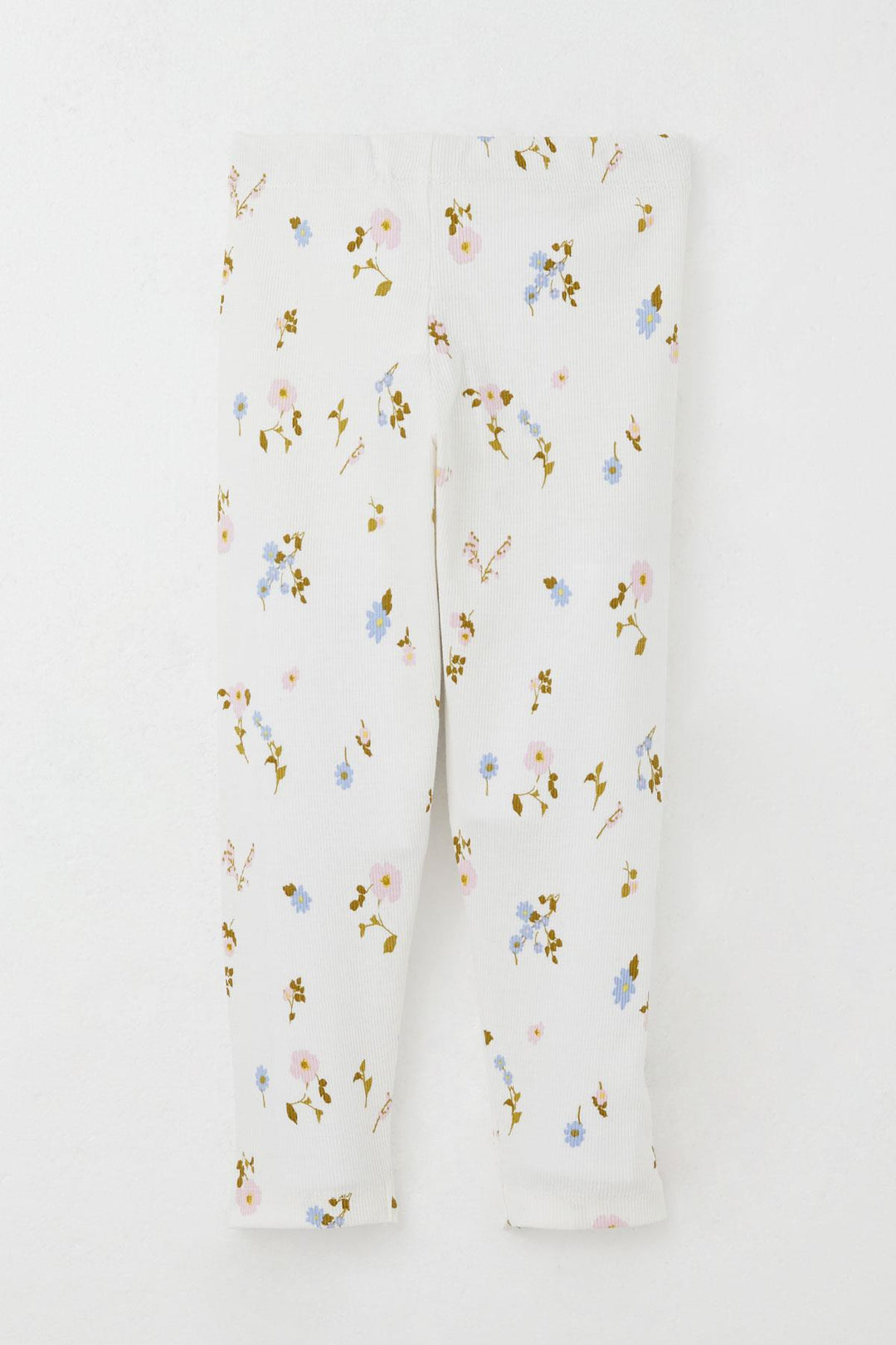 BRE Breeze Girl Child Leggings Set Colorful Flower Patterned Ruffled Shoulder 2-6 Years, Ecru - Ciudad Santa Catarina
