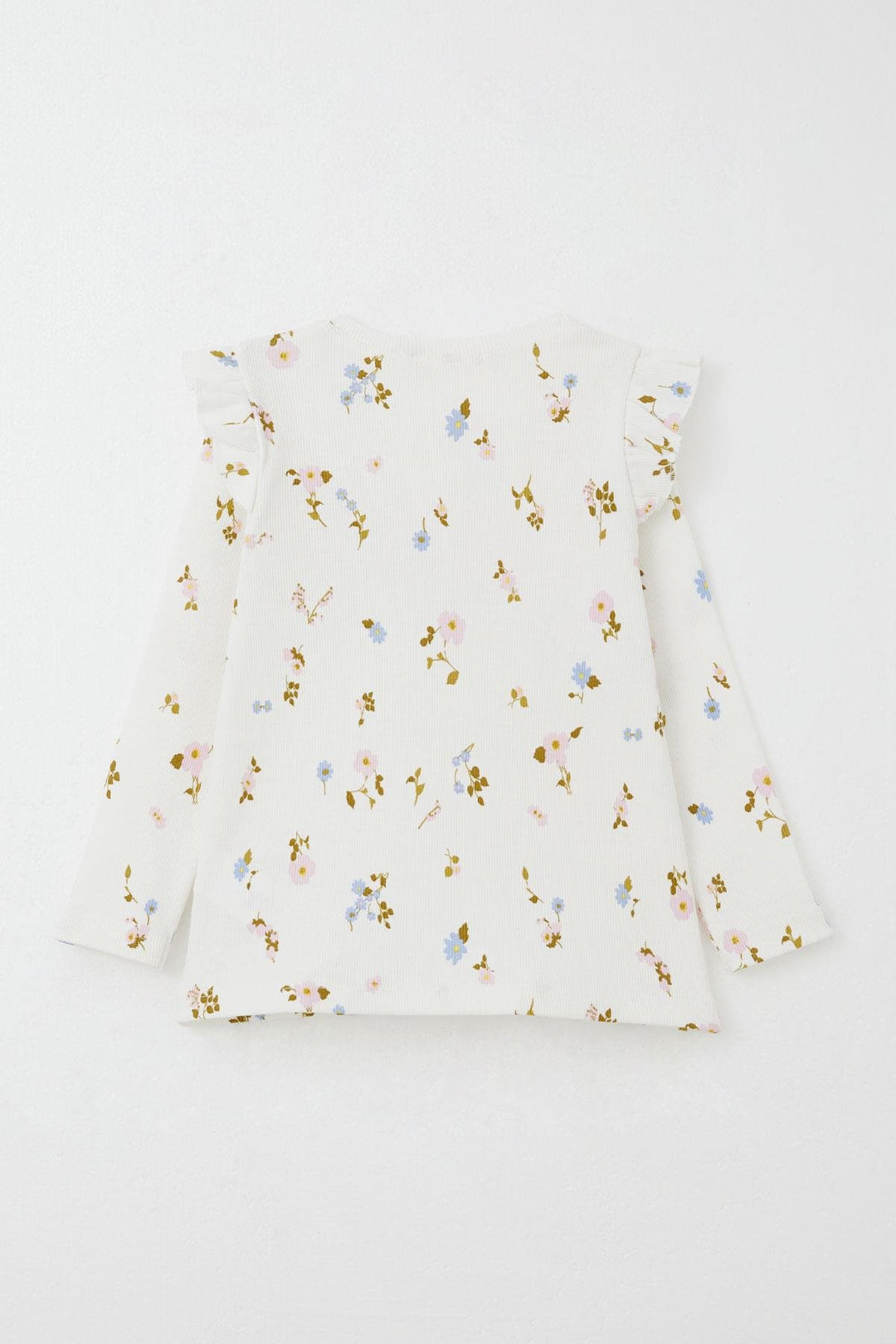 BRE Breeze Girl Child Leggings Set Colorful Flower Patterned Ruffled Shoulder 2-6 Years, Ecru - Ciudad Santa Catarina