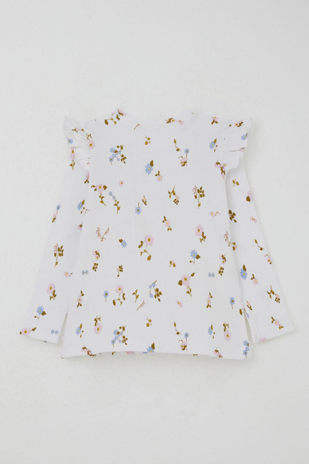 BRE Breeze Girl Child Leggings Set Colorful Flower Patterned Ruffled Shoulder 2-6 Years, White - Nettuno