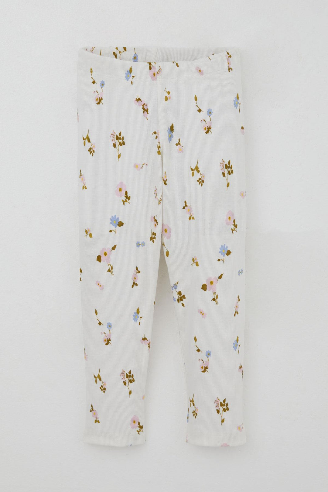 BRE Breeze Girl Child Leggings Set Colorful Flower Patterned Ruffled Shoulder 2-6 Years, White - Nettuno