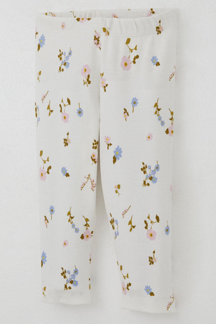 BRE Breeze Girl Child Leggings Set Colorful Flower Patterned Frilly 2-6 Years, Ecru - Stralsund