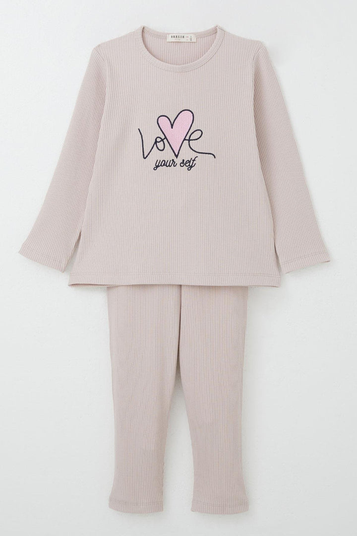 BRE Datagridviewtextboxcolumn { Name = Brand, Index = 5 } Girls' Legging Set Love Themed Writing Embroidered 2-6 Years, Powder - Princeton