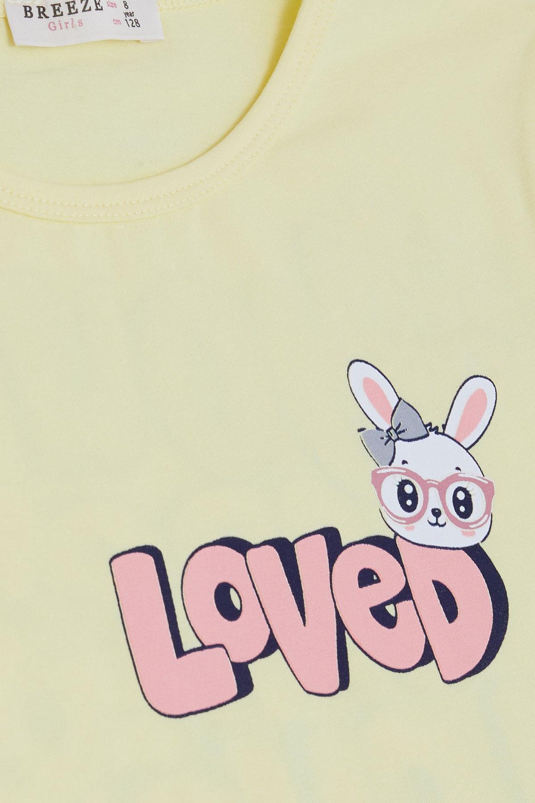 BRE Breeze Girl's Legging Set Love Themed Bunny Printed 4-8 Years, Yellow - DeLand