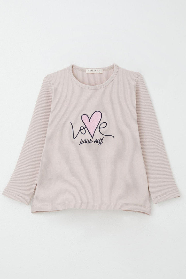 BRE Datagridviewtextboxcolumn { Name = Brand, Index = 5 } Girls' Legging Set Love Themed Writing Embroidered 2-6 Years, Powder - Princeton