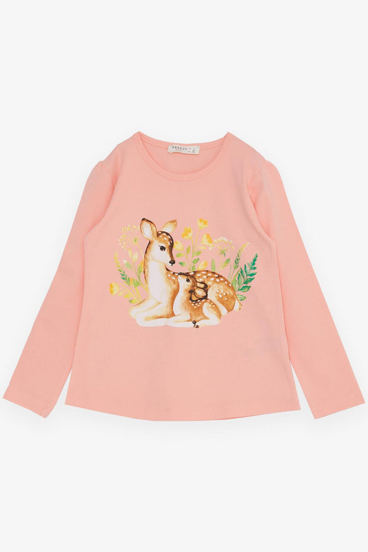 BRE Breeze Girl Child Legging Set Love Themed Mother & Baby Deer Printed 2-6 Years, Salmon - Wellingborough