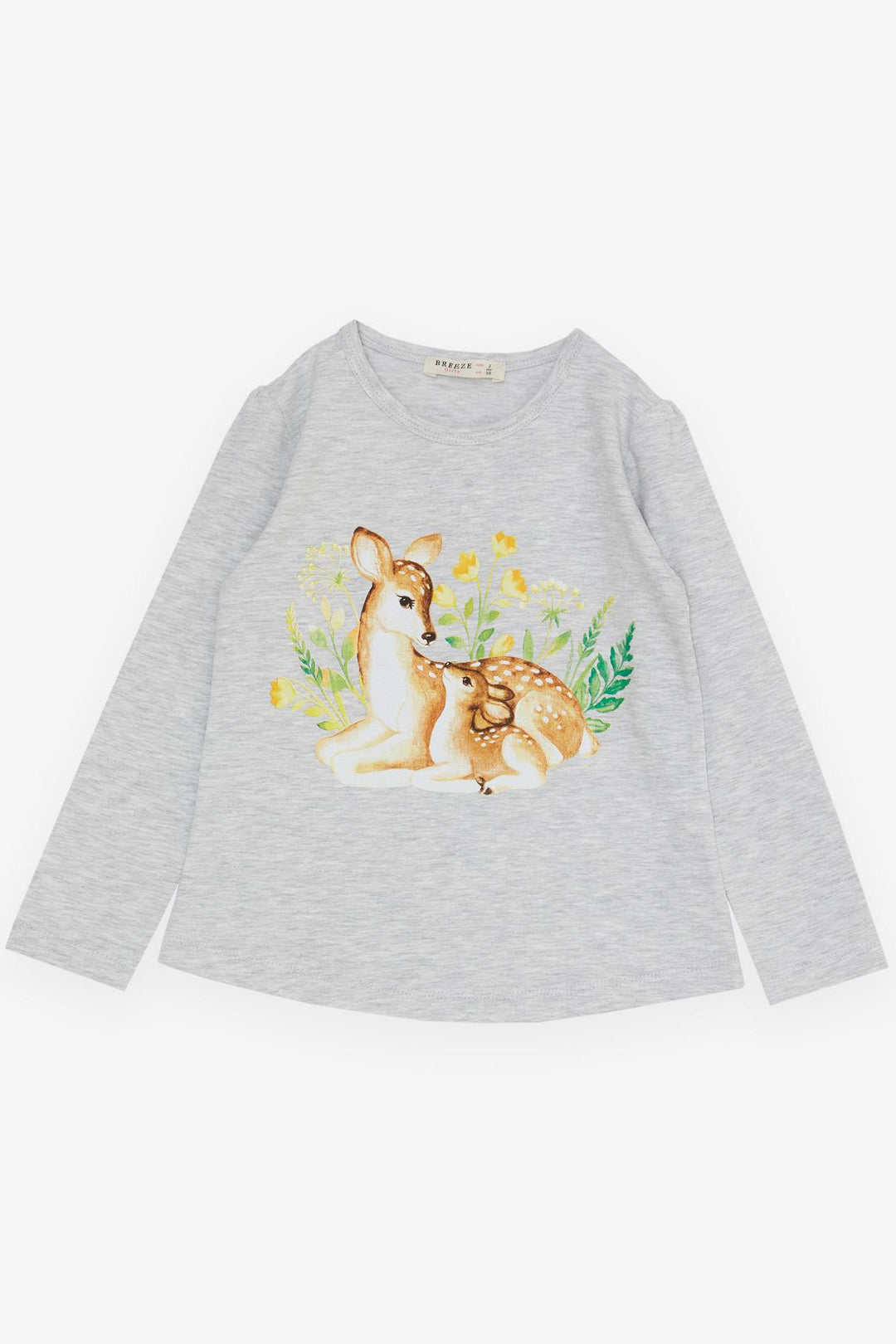 BRE Breeze Girl Child Leggings Set Love Themed Mother & Baby Deer Printed 2-6 Years, Light Grey Melange - Garges-lès-Gonesse