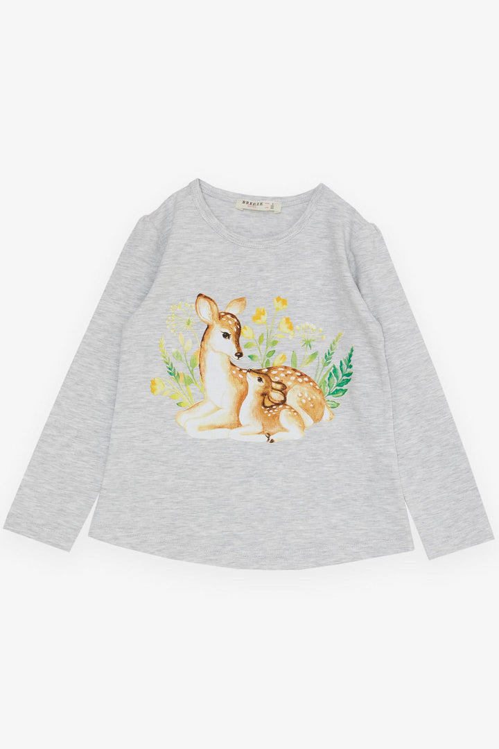 BRE Breeze Girl Child Leggings Set Love Themed Mother & Baby Deer Printed 2-6 Years, Light Grey Melange - Garges-lès-Gonesse