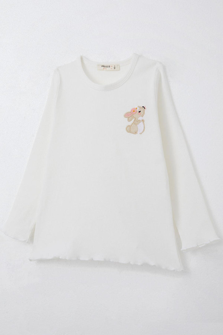 BRE Breeze Girl's Leggings Set with Cute Bunny Embroidery, 2-6 Years, Beige - Călăraşi
