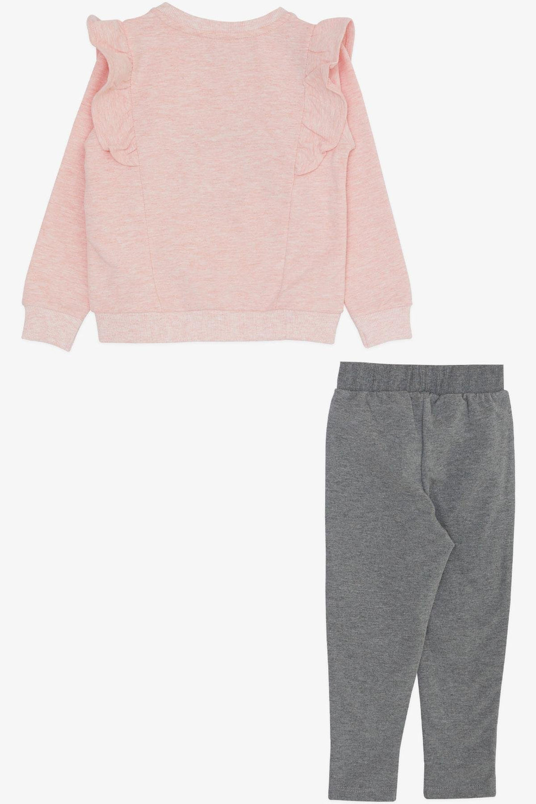 BRE Breeze Girl Child Legging Set Cute Bunny Embroidered Frilly Shoulder 2-6 Years, Salmon Melange - Hemet