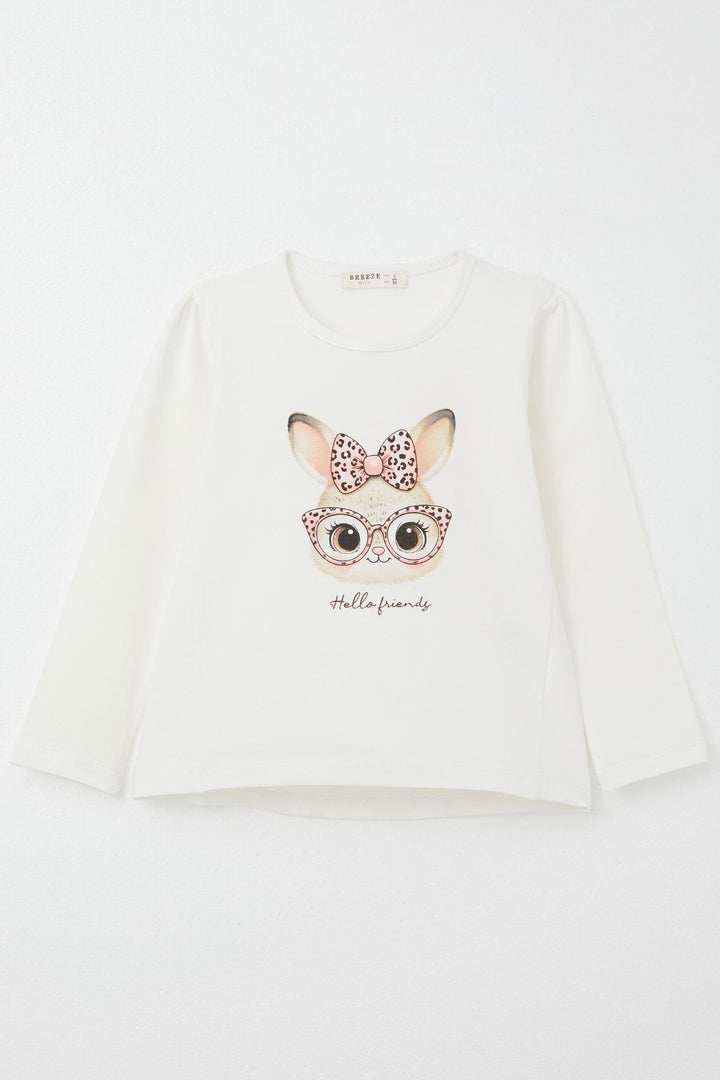 BRE Breeze Girl Child Leggings Set with Cute Bunny with Glasses, 2-6 Years, Ecru - Riverhead