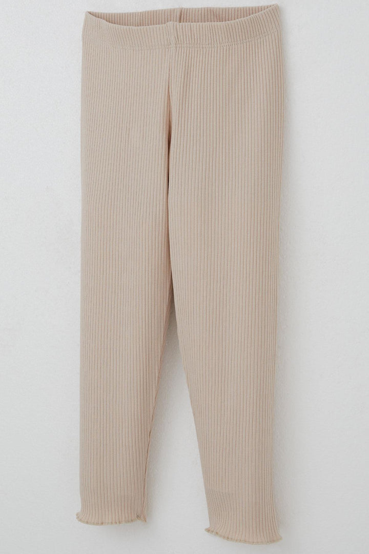 BRE Breeze Girl Child Leggings Set with Shiny Text Print, 1.5-5 Years, Beige - Horad Zhodzina