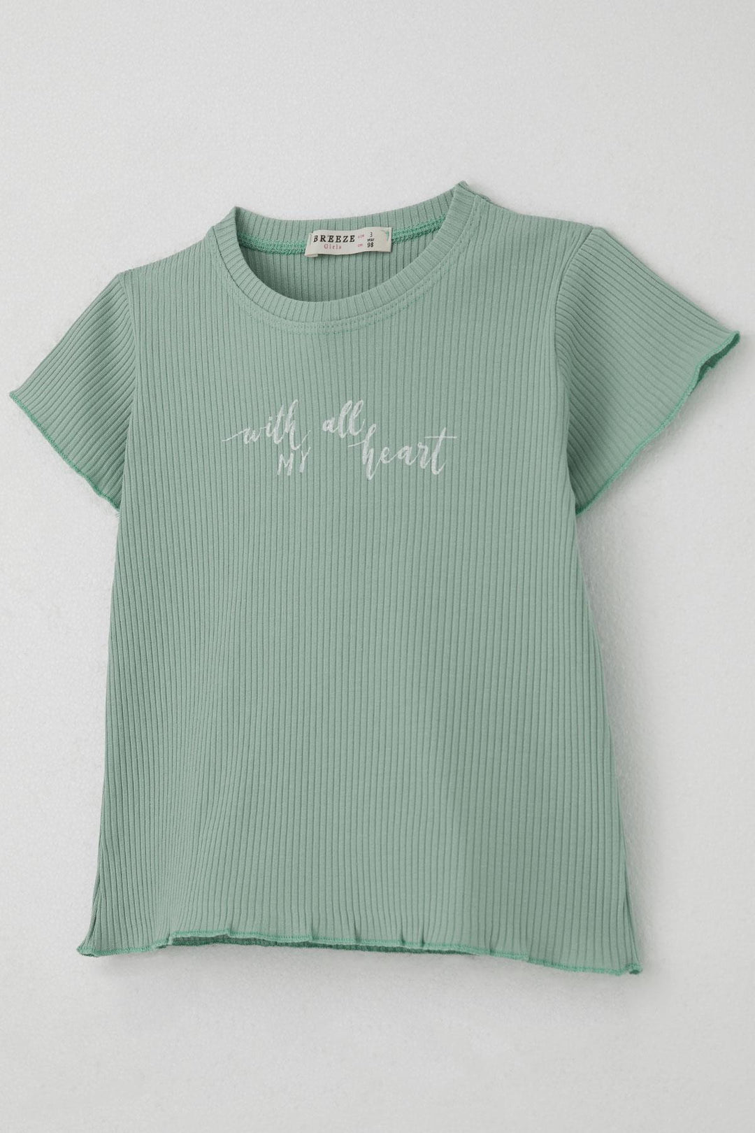 BRE Breeze Girl's Leggings Set with Shiny Printed Text, 1.5-5 Years, Mint Green. - Chico