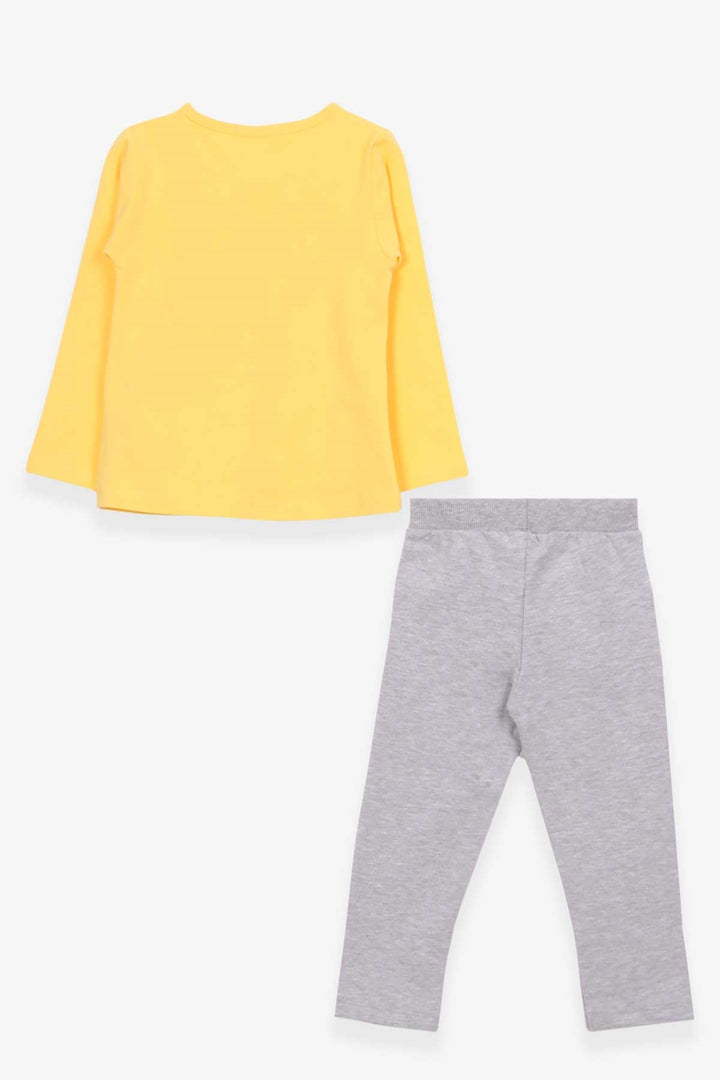 BRE Breeze Girl's Legging Set with Shiny Text Print, 3-8 Years, Yellow - Acilia