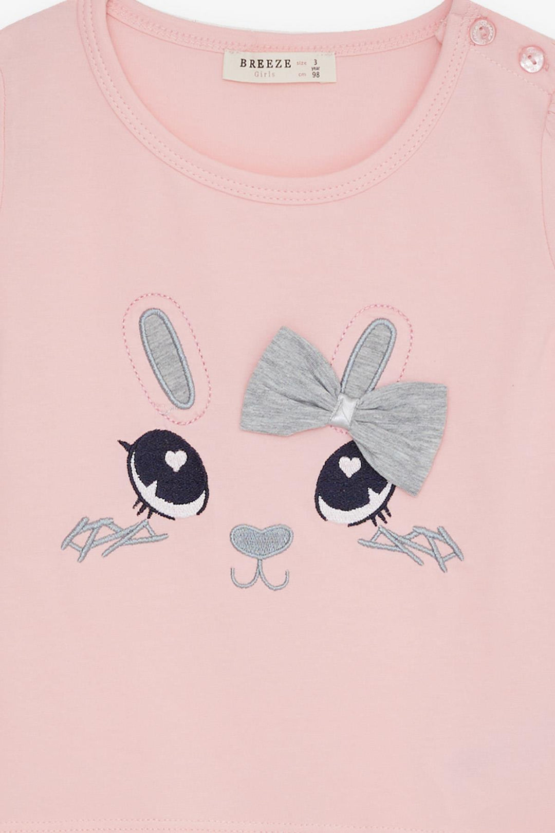 BRE Breeze Girl's Leggings Set with Bunny Embroidery, 1-4 Years, Pink - Valle de Bravo