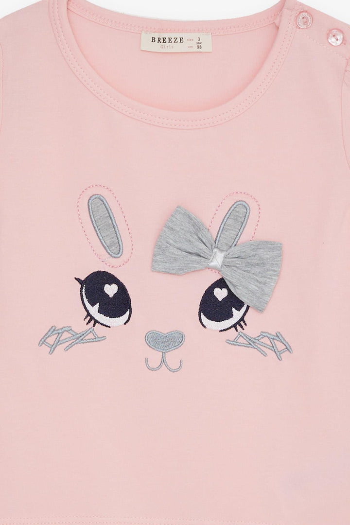 BRE Breeze Girl's Leggings Set with Bunny Embroidery, 1-4 Years, Pink - Valle de Bravo