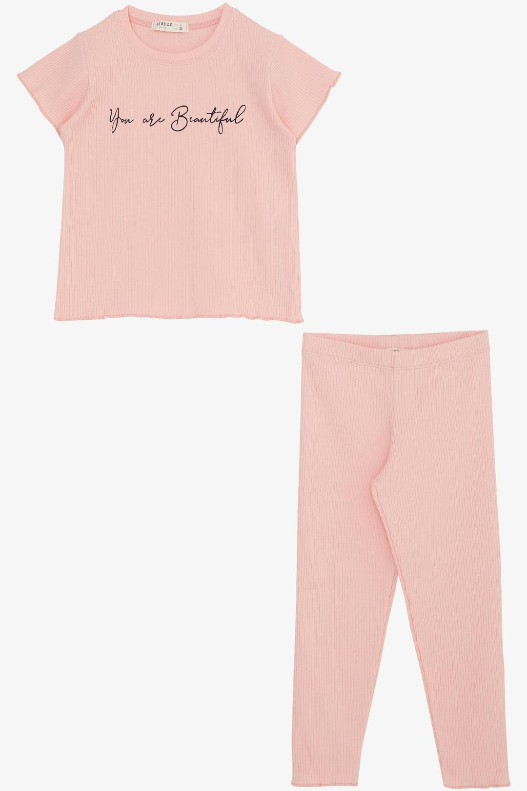 BRE Breeze Girl Child Leggings Set Printed with Summer Writing 1.5-5 Years, Salmon - Little Rock
