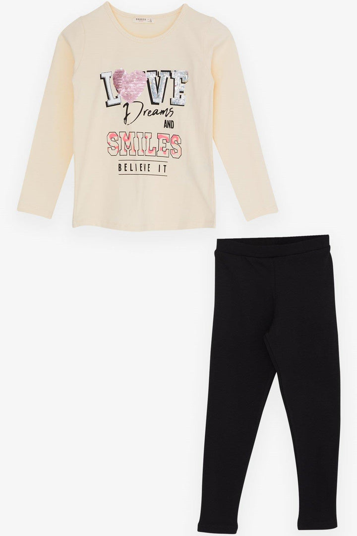 BRE Breeze Girl's Legging Set with Summer Print, 4-9 Years, Cream - Glendale