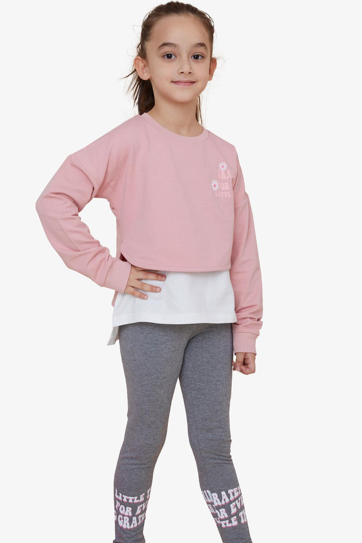 BRE Breeze Girl's Legging Set with Flower Print for Ages 82, Rose Pink - Barreiro