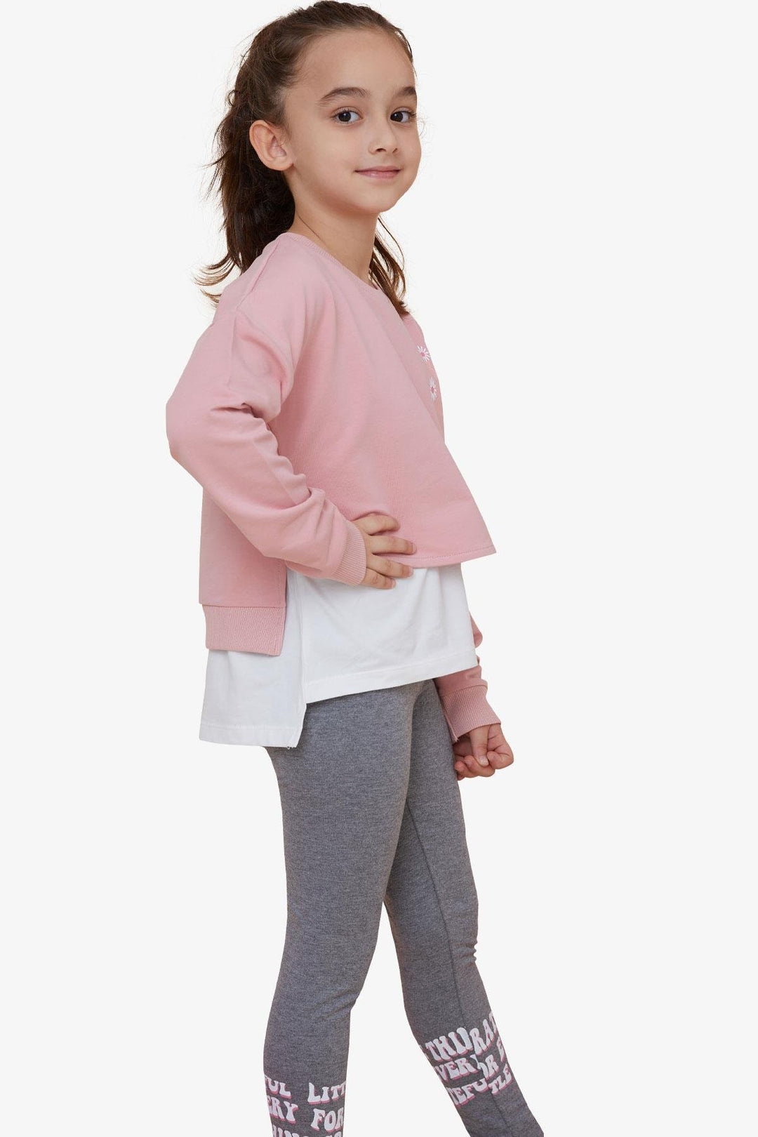 BRE Breeze Girl's Legging Set with Flower Print for Ages 82, Rose Pink - Barreiro