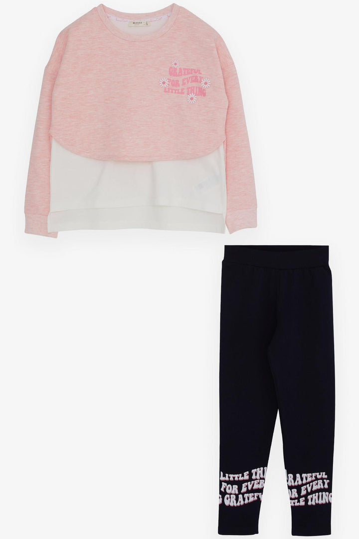 BRE Breeze Girl's Legging Set with Flower Print for Summer, Salmon Melange, 82 Years - Cleveland Heights