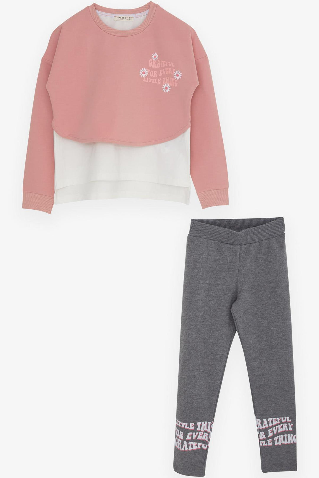 BRE Breeze Girl's Legging Set with Flower Print for Ages 82, Rose Pink - Barreiro