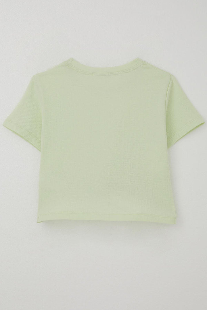 BRE Breeze Girl's T-Shirt with Emblem on the Belly Part, Decollete Detail, 96 Years, Aqua Green - Tlaquepaque