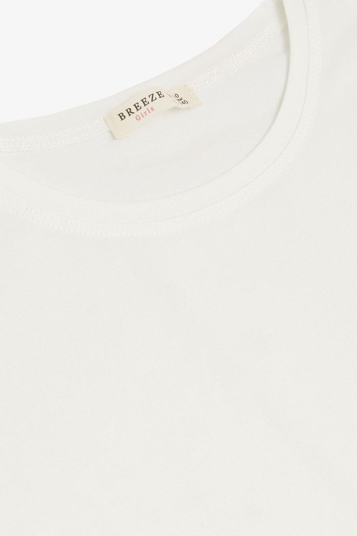 BRE Breeze Girl's Basic T-Shirt 4-8 Years, Ecru - Moita