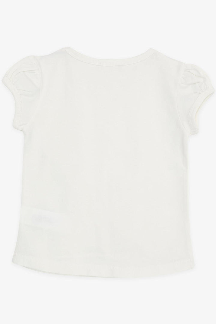 BRE Breeze Girl's T-Shirt with Pocket and Lace Detail, 3-7 Years, Beige - Kanata