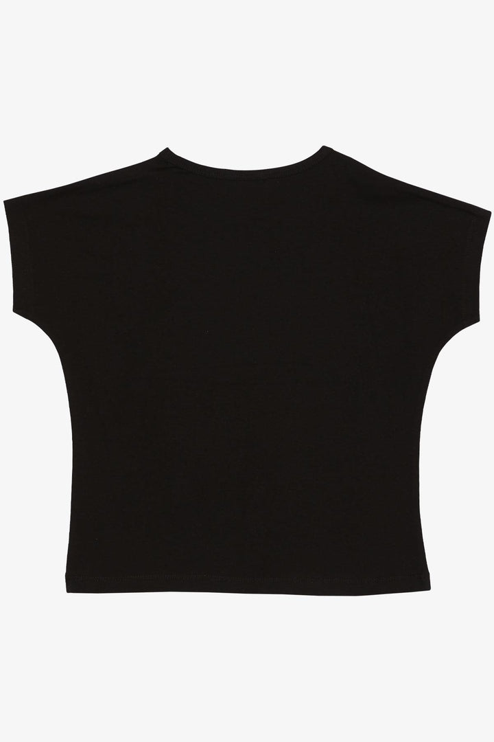 BRE Breeze Girl's T-shirt with Flower Print Sequins 106 Years, Black - Melito di Napoli