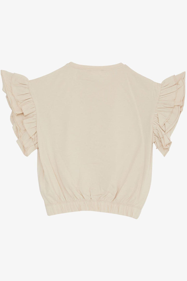 BRE Breeze Girl's T-shirt with Flower Print Ruffled Sleeves, 94 Years, Beige - Sarasota