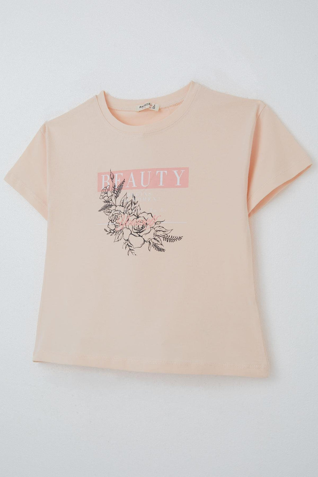 BRE Breeze Girl's T-Shirt Flower Printed 84 Years, Powder - Rieti