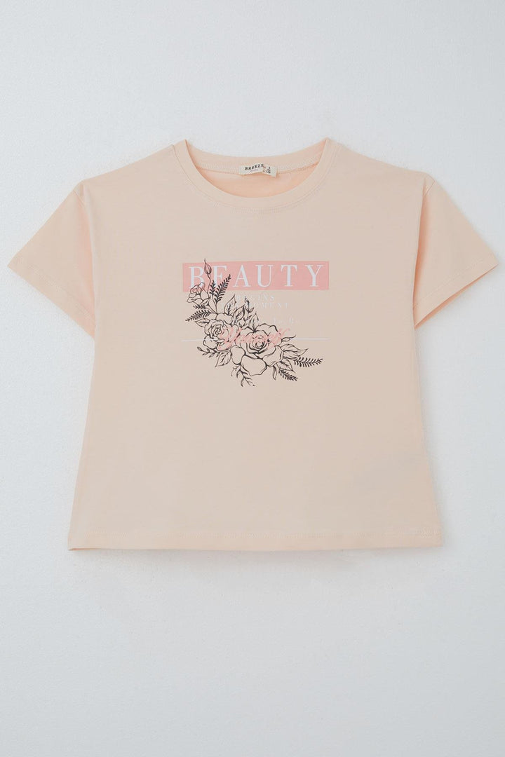 BRE Breeze Girl's T-Shirt Flower Printed 84 Years, Powder - Rieti