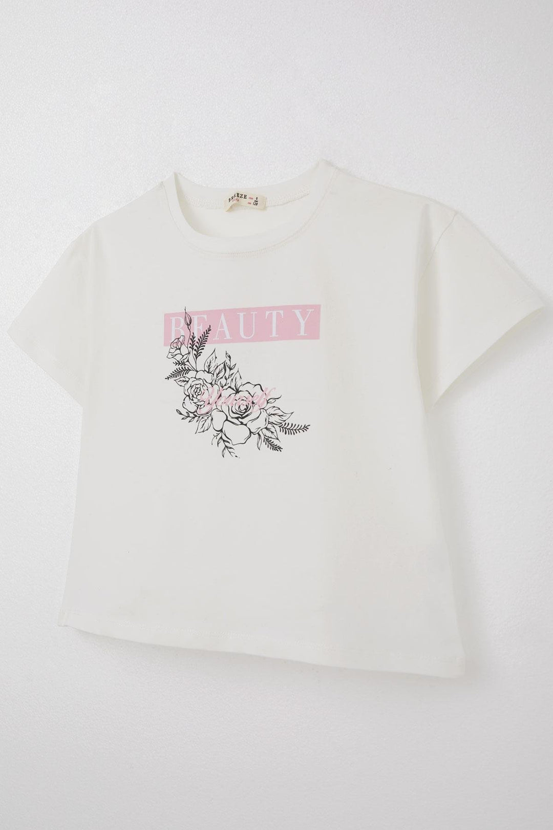 BRE Breeze Girl's T-shirt Flower Printed 84 Years, Ecru - Saanich